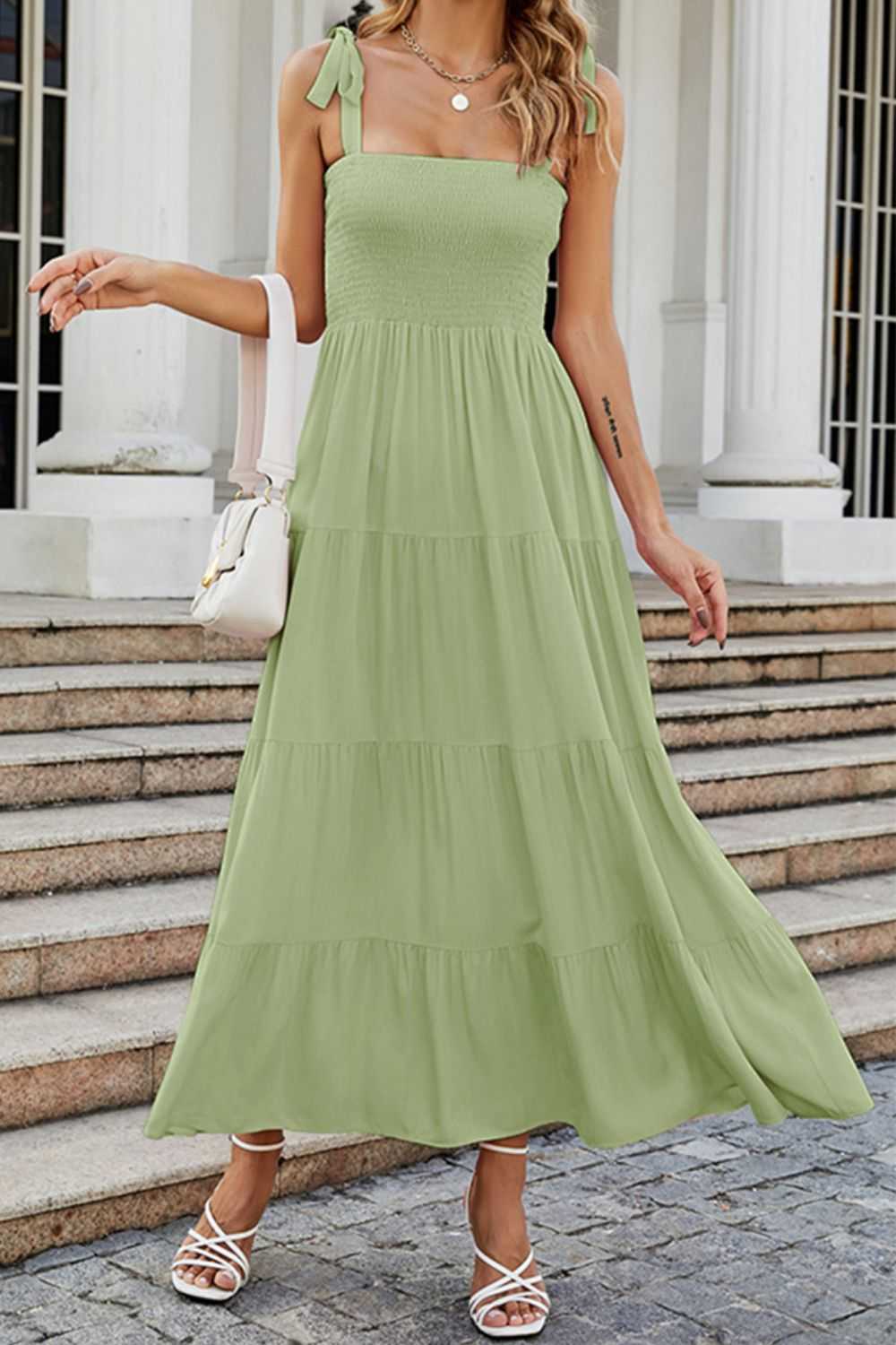 Tie-Shoulder Smocked Tiered Dress - product_type from hopeford-streams.myshopify.com