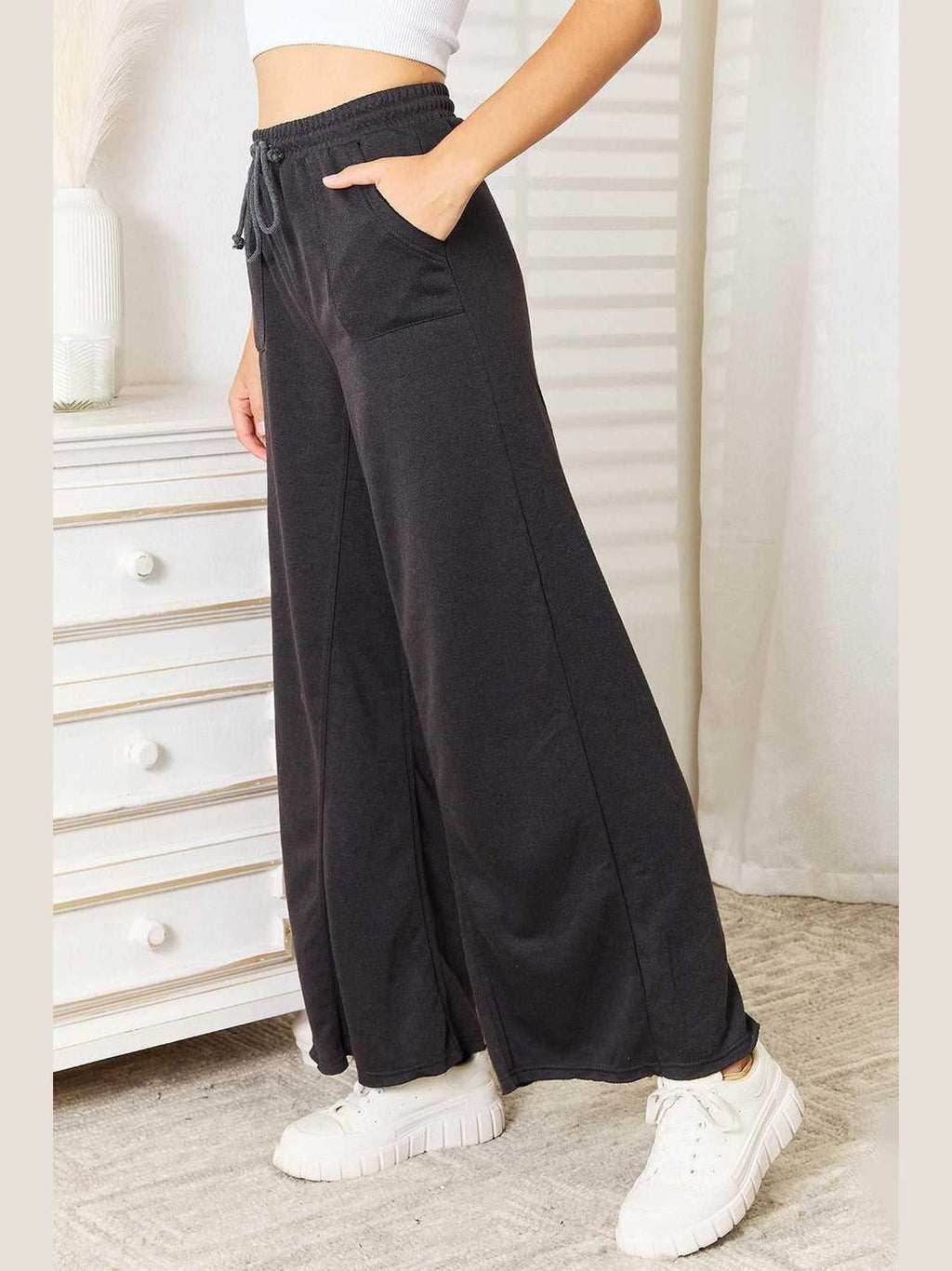 Basic Bae Wide Leg Pocketed Pants -- 
