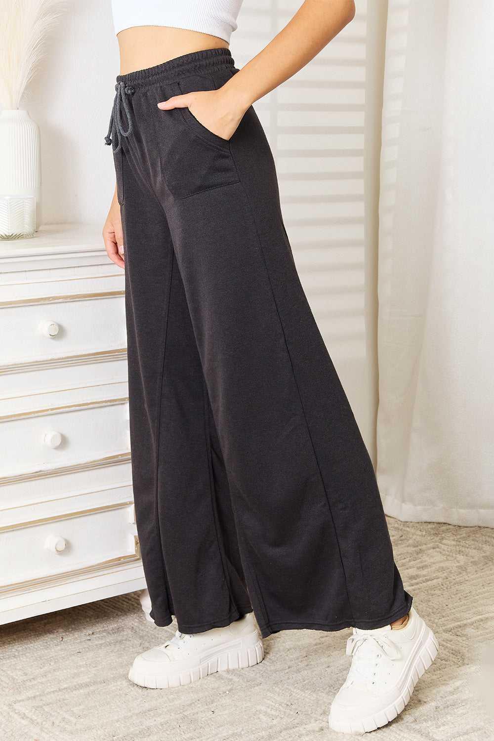 Basic Bae Wide Leg Pocketed Pants -- 