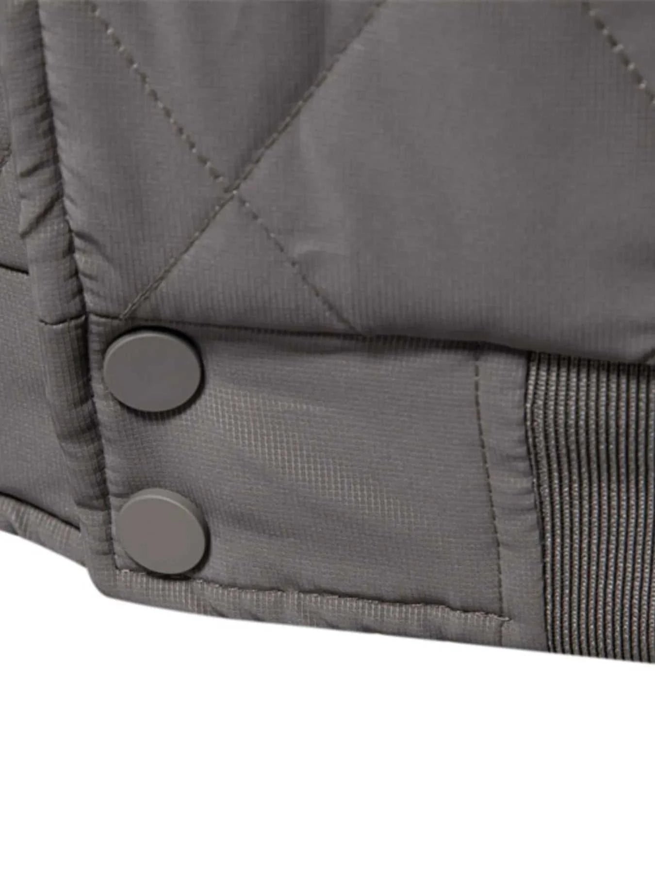 Men's Quilted Snap Down Long Sleeve Jacket