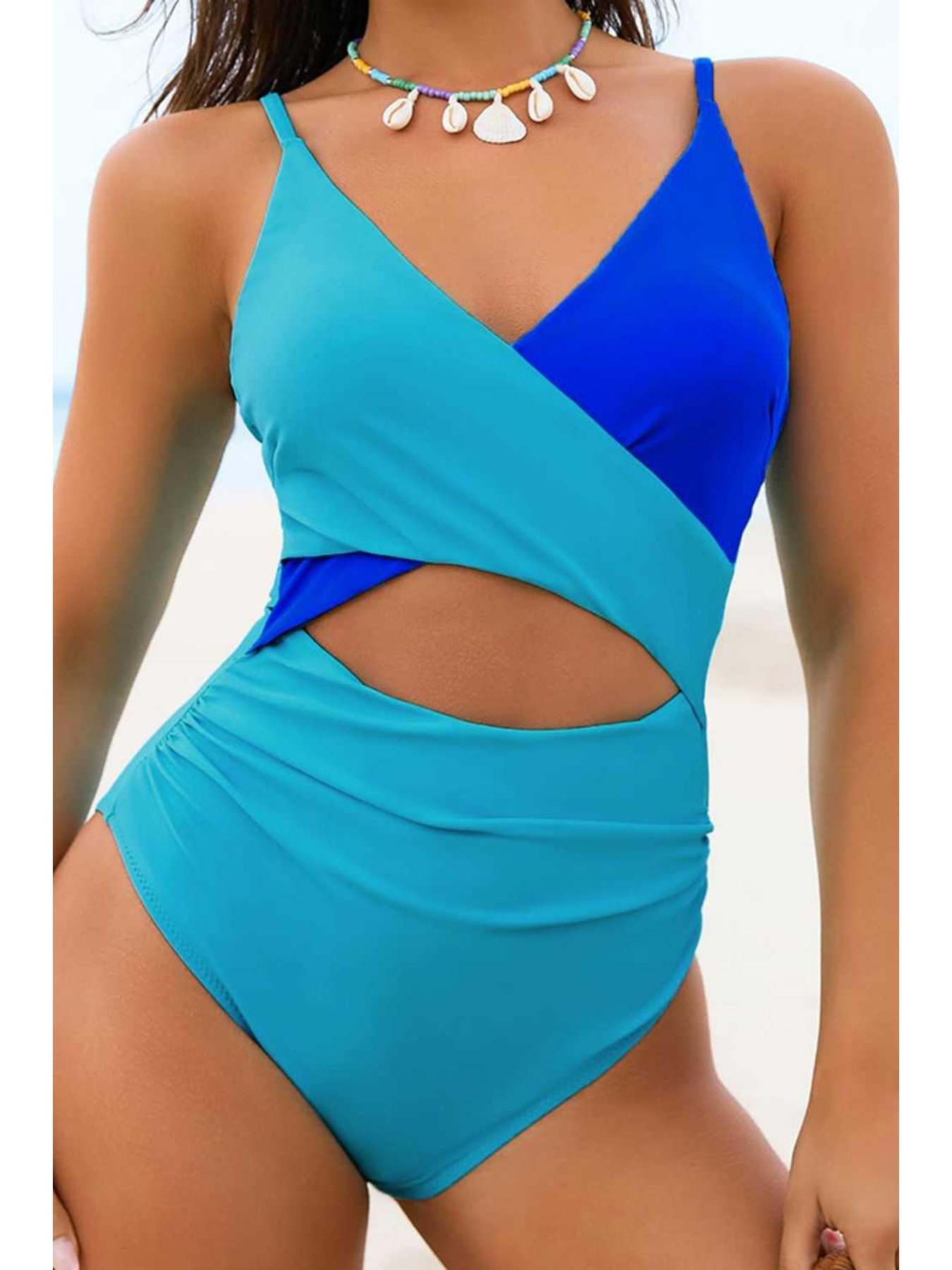 Cutout Spaghetti Strap One-Piece Swimwear -- 