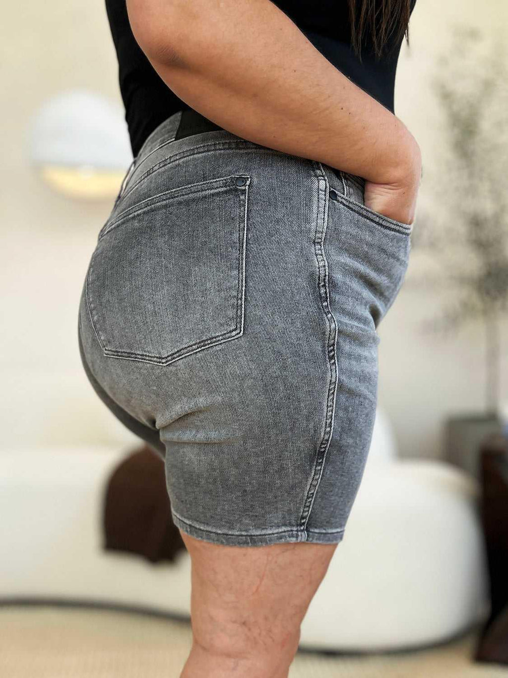 Judy Blue Full Size High Waist Washed Denim Shorts -- 