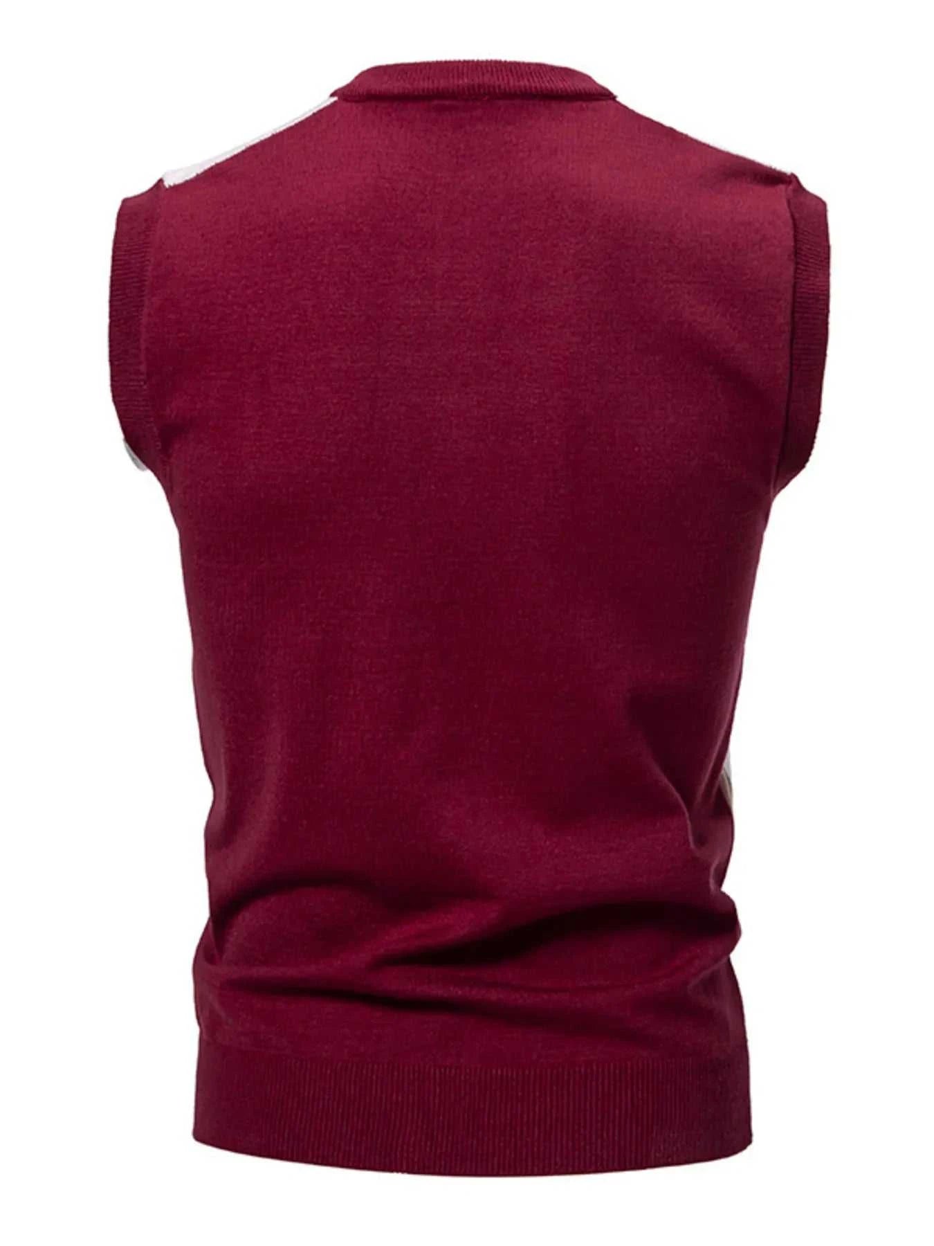Men's Plus Size Diamond Pattern V-Neck Sweater Vest