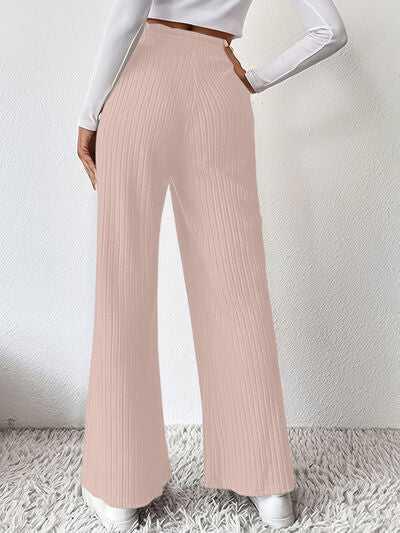Ribbed High Waist Pants -- 