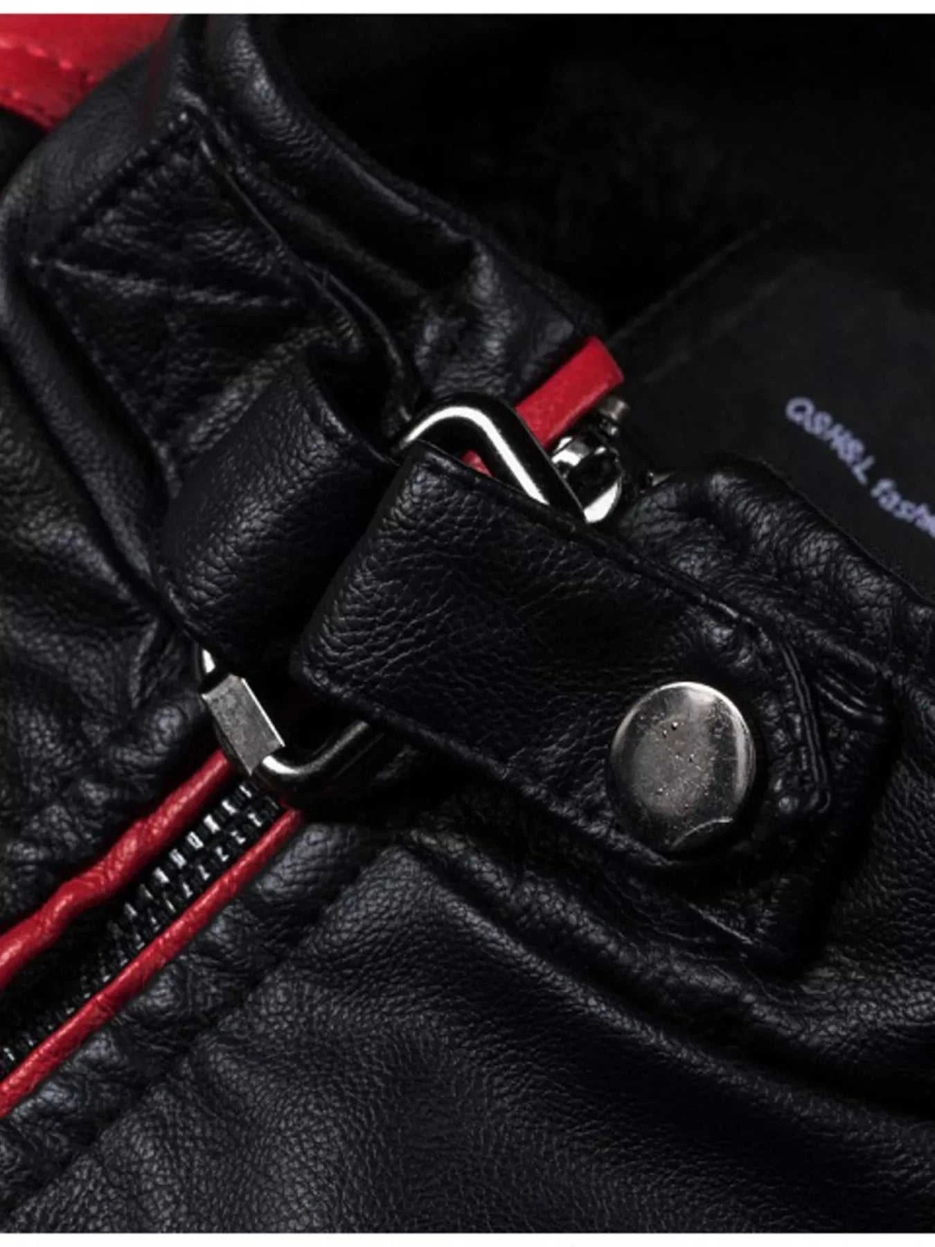 Men's Plus Size Two-Tone Slim Fit Motorcycle Leather Jacket