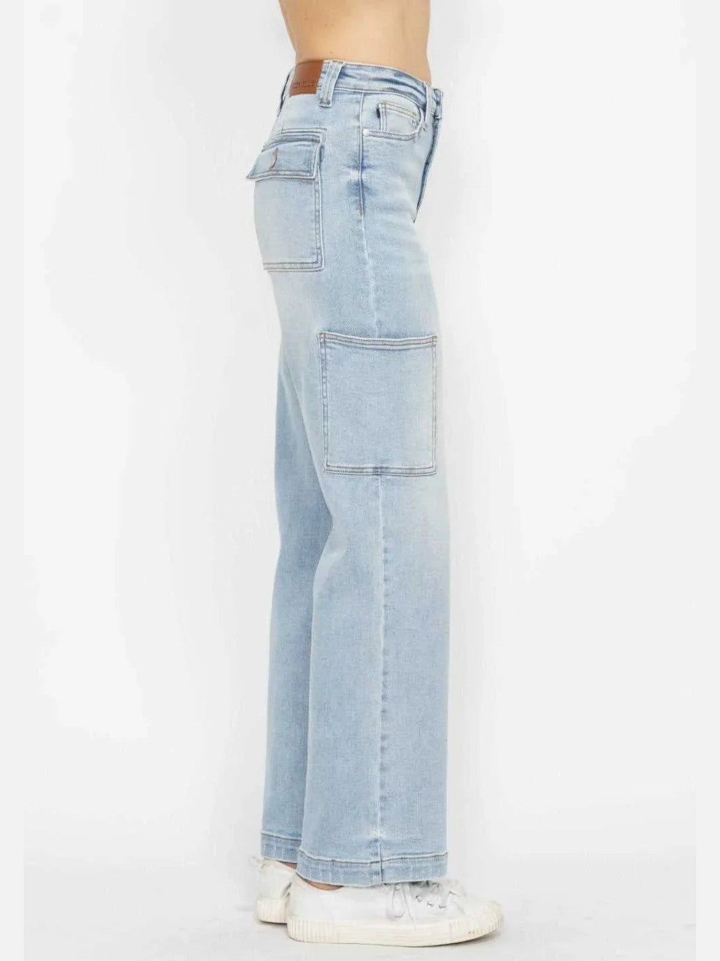 Judy Blue Full Size High Waist Straight Cargo Jeans -- 