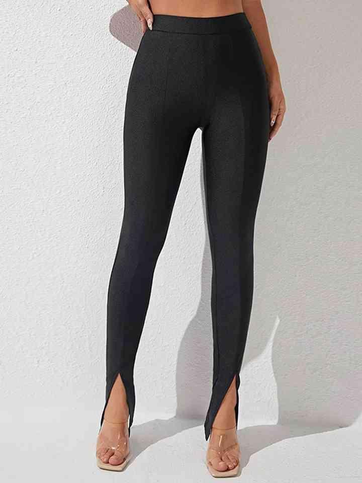 High Waist Slit Skinny Pants -- 