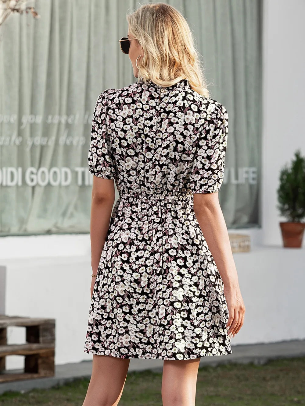 Floral Mock Neck Smocked Midi Dress – Modest Summer Style