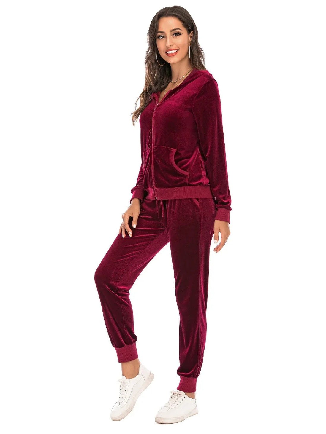 Zip-Up Hooded Jacket and Pants Set -- 