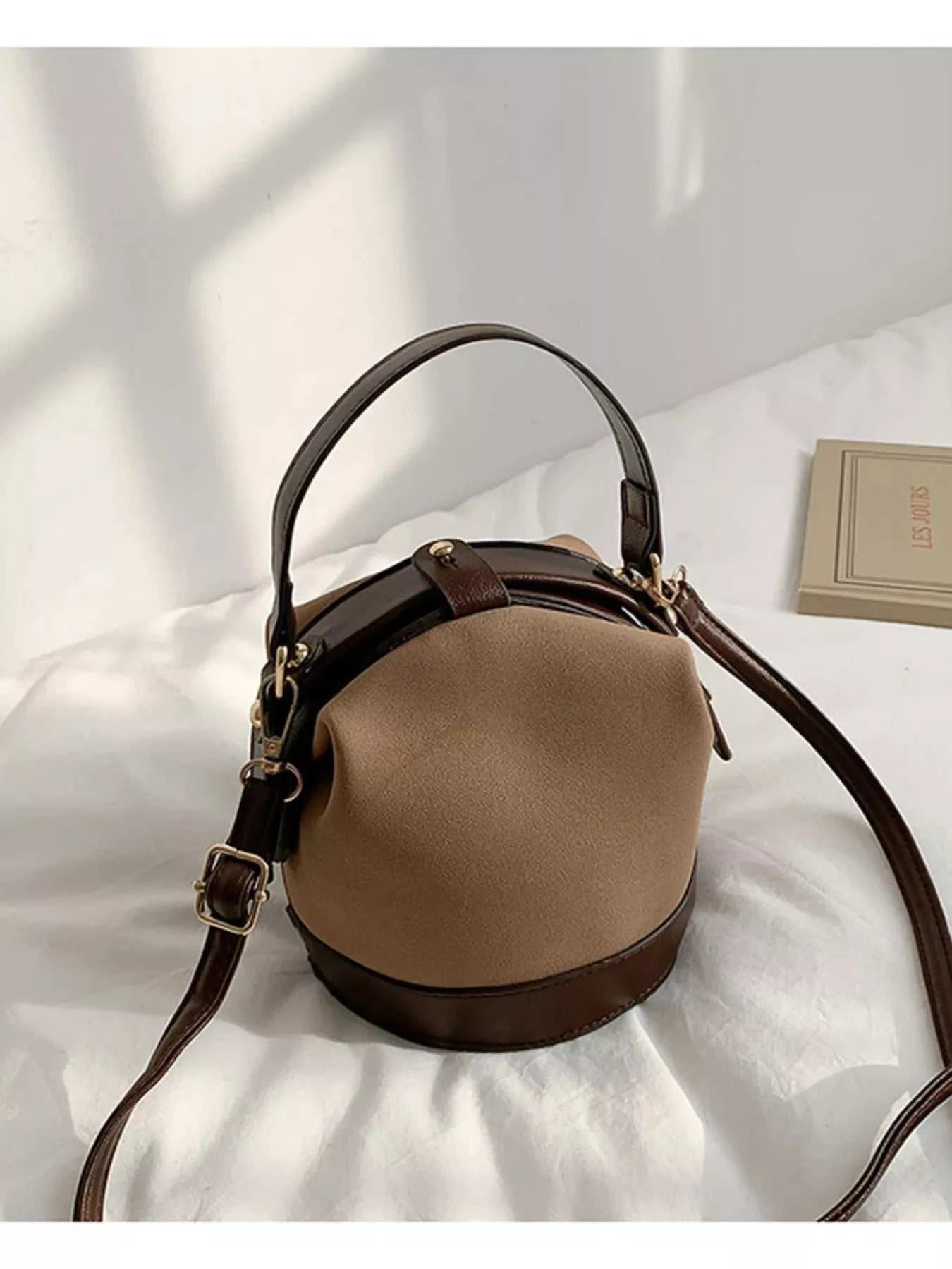 Two-Tone Bucket Crossbody Bag