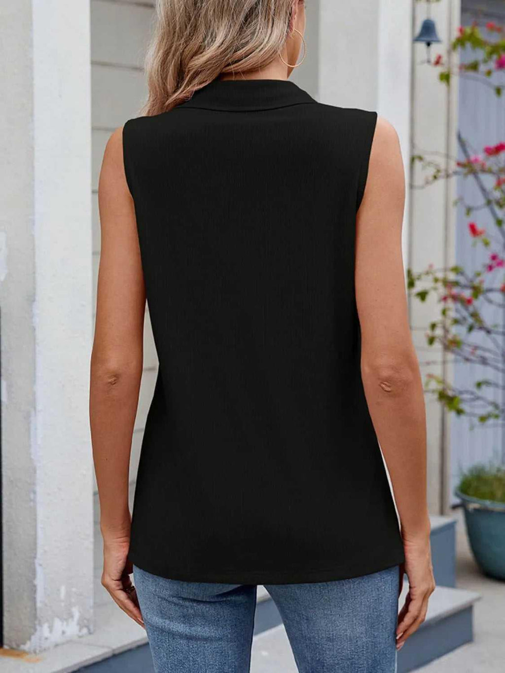 Quarter Zip Collared Tank -- 