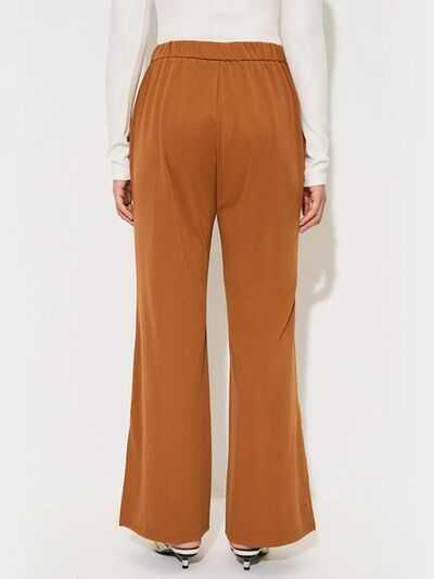 Slit Wide Leg Pants with Pockets -- 