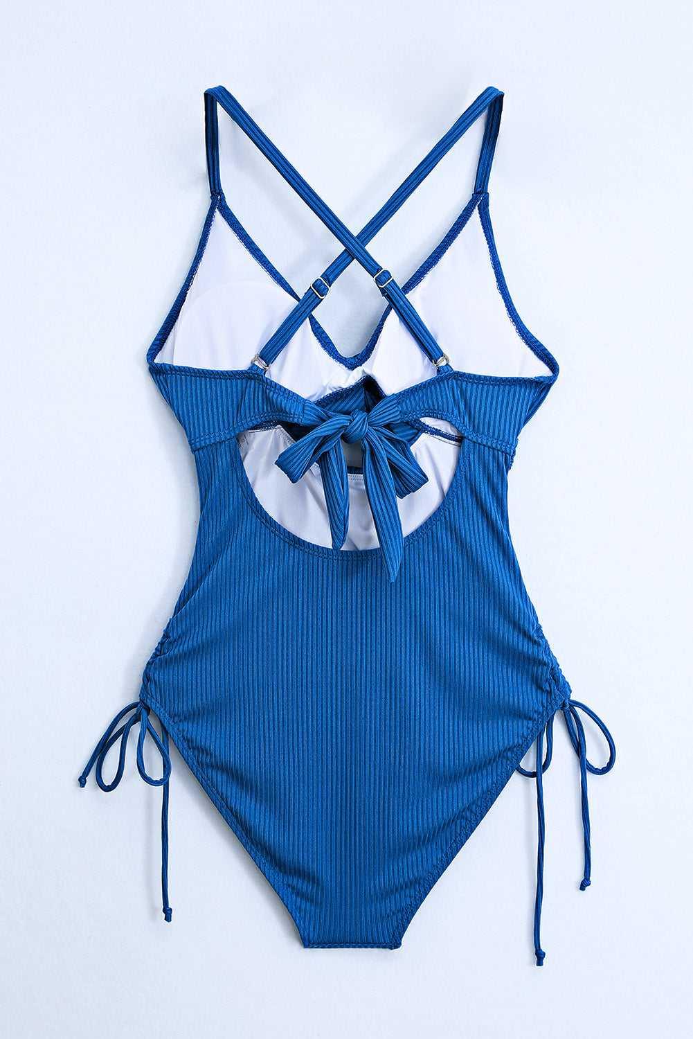 Cutout V-Neck Spaghetti Strap One-Piece Swimwear -- 