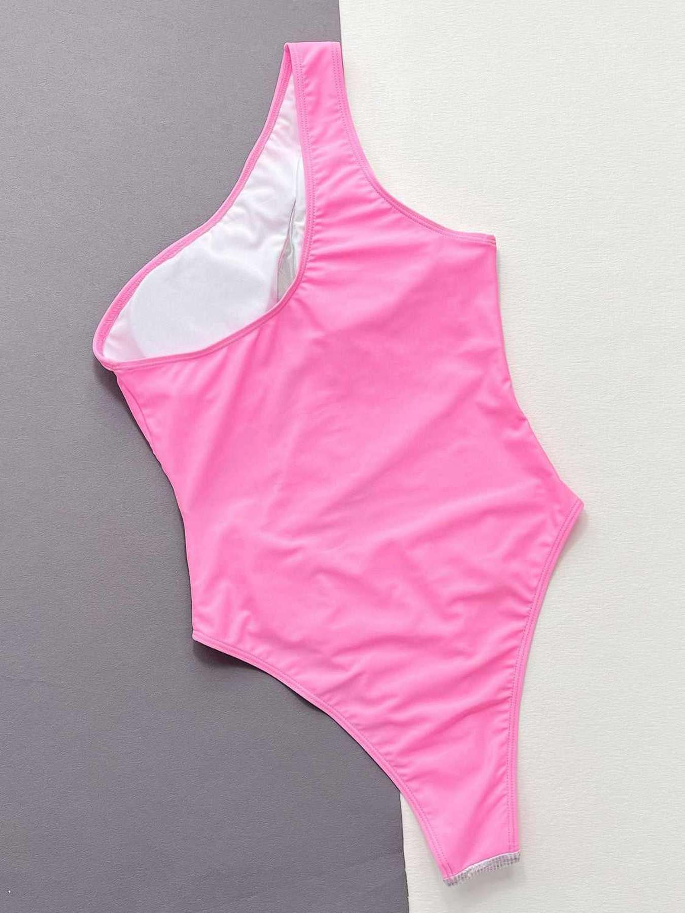 Contrast Panel One-Piece Swimsuit -- 