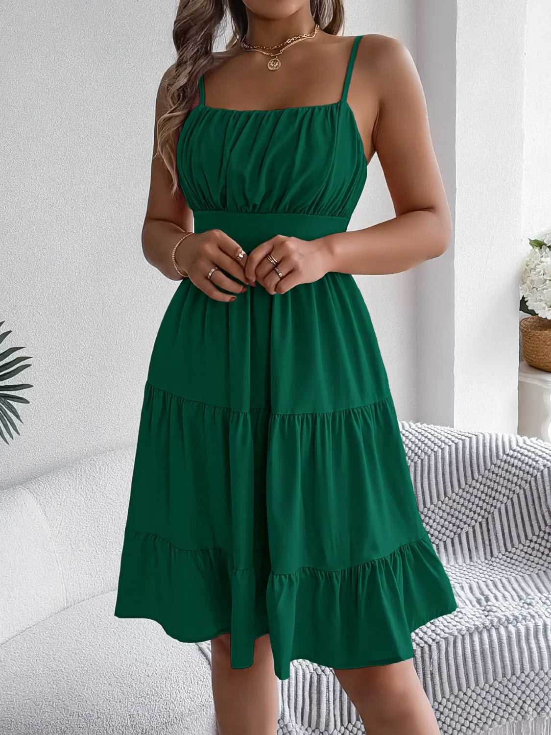 Smocked Back Tiered Cami Dress