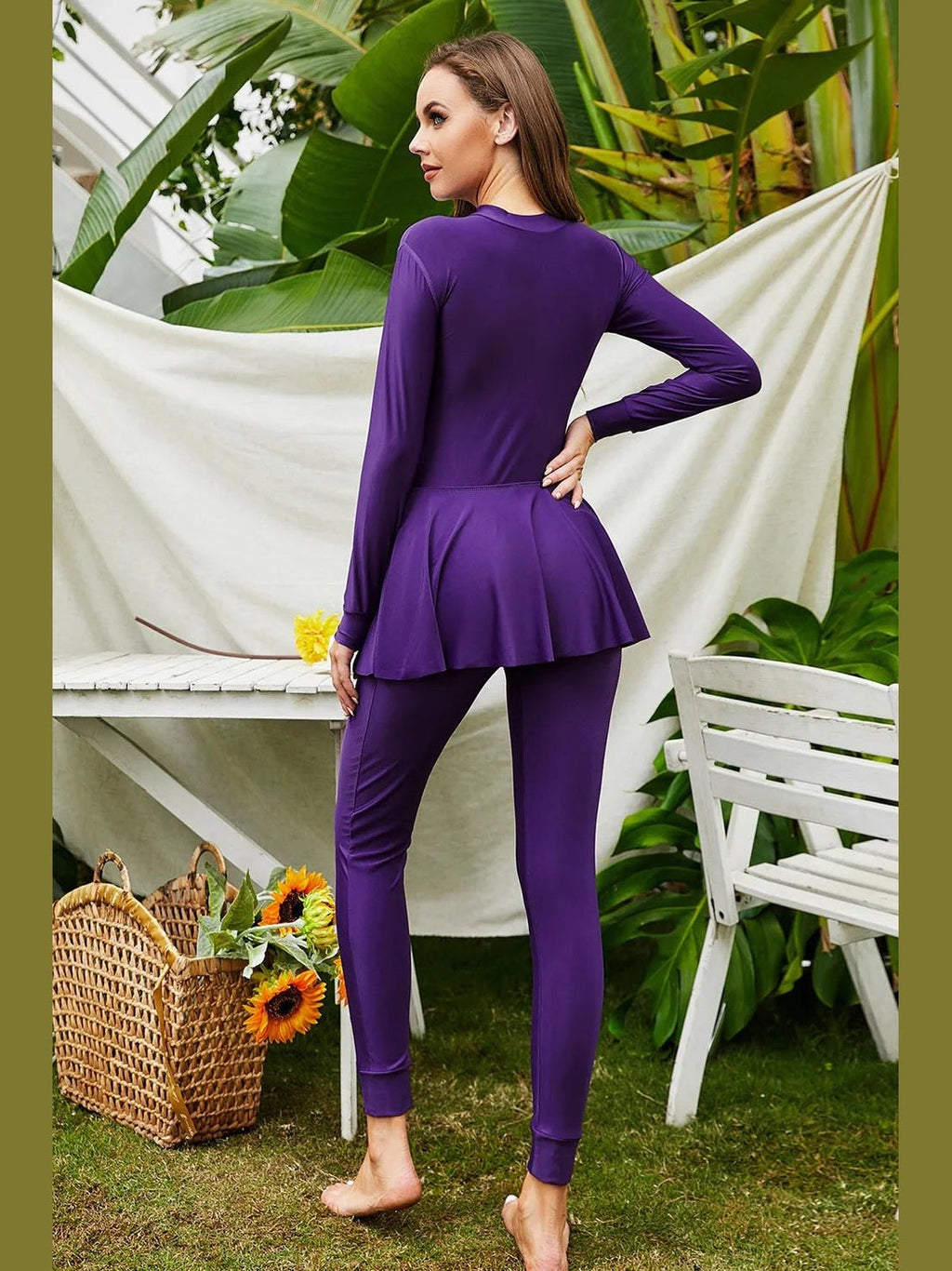 Mock Neck Long Sleeve One-Piece Swimwear