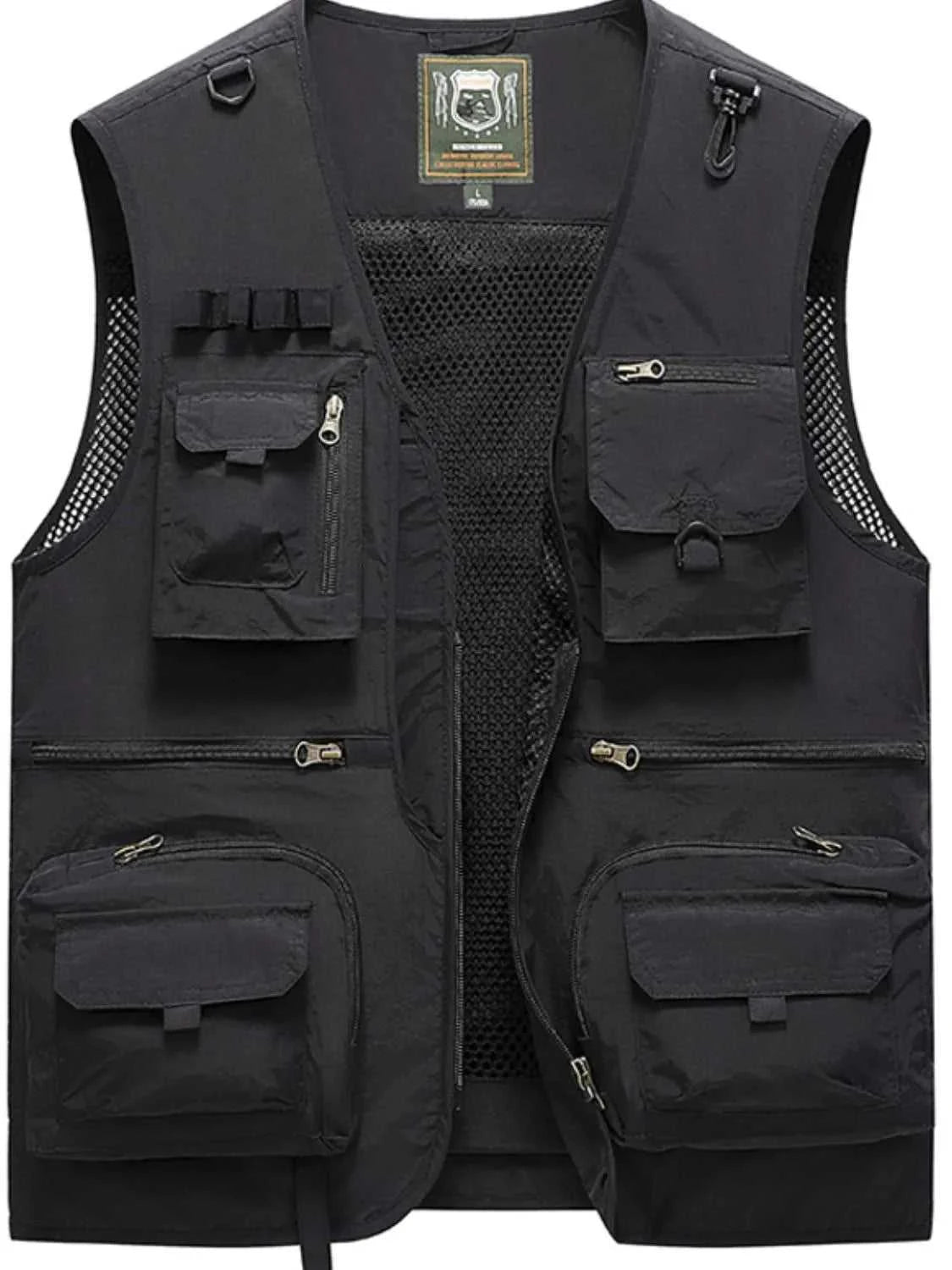 Men's Full Size Zip Up Vest with Pockets Plus Size
