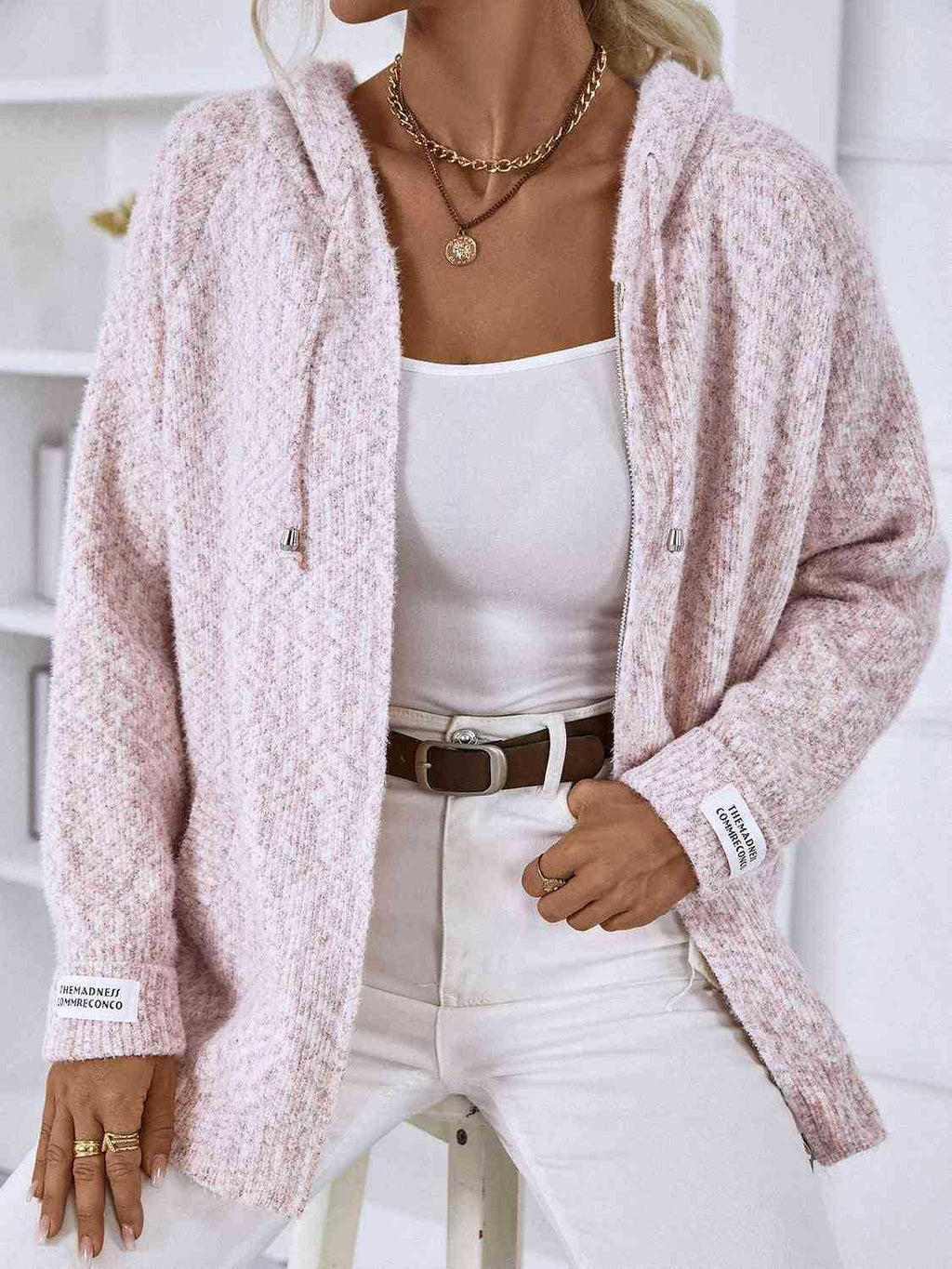 Zip-Up Hooded Sweater -- 