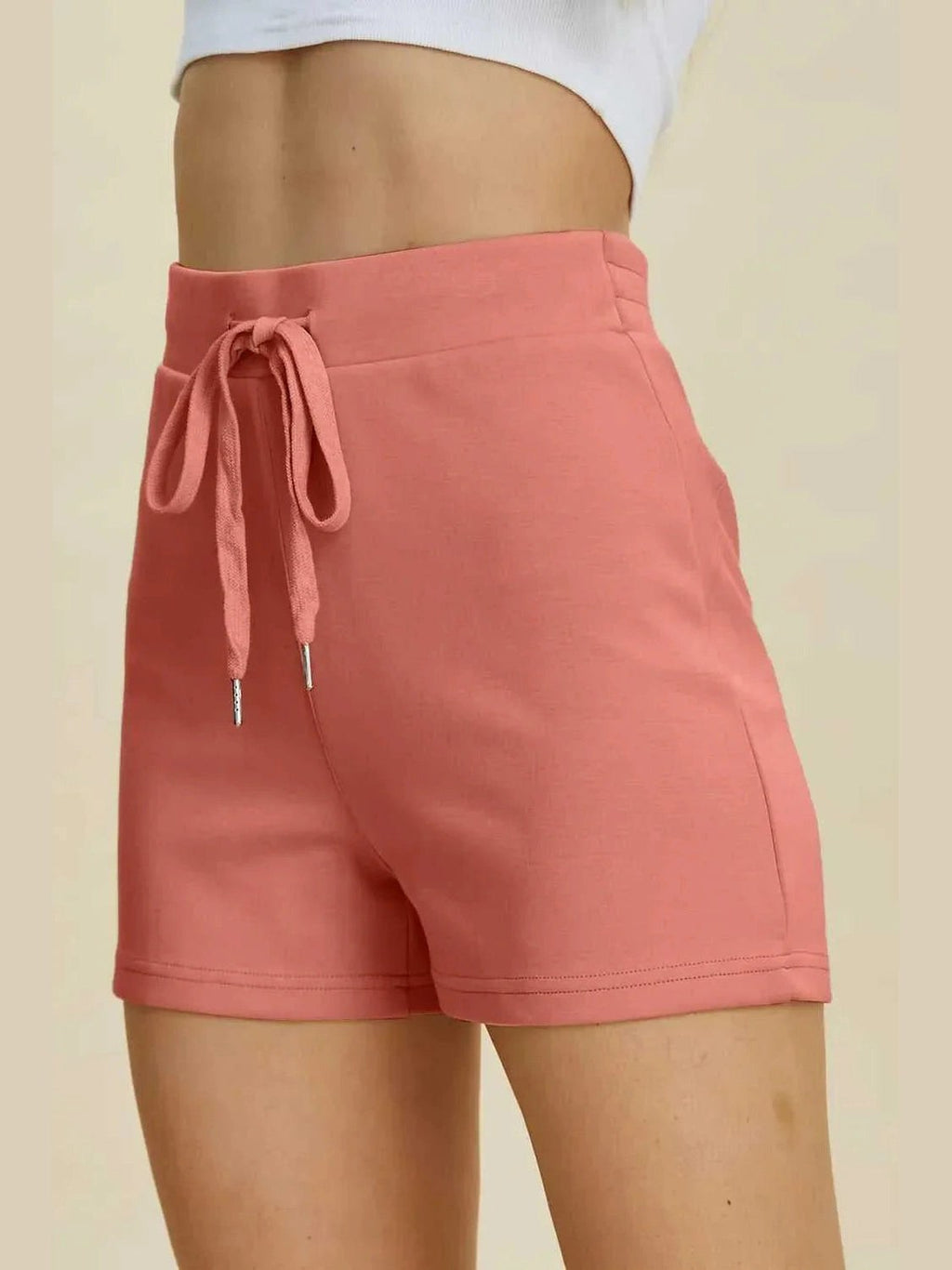 Basic Bae Full Size Air Scuba Drawstring High Waist Shorts -- 