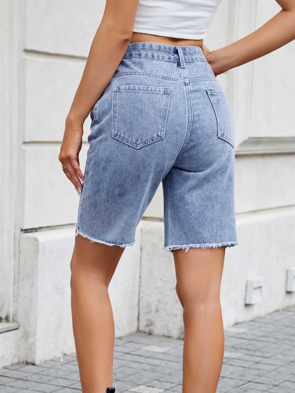 Raw Hem Denim Shorts -- 
