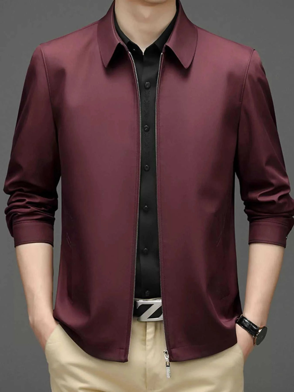 Men's Plus Size Zip Up Long Sleeve Jacket