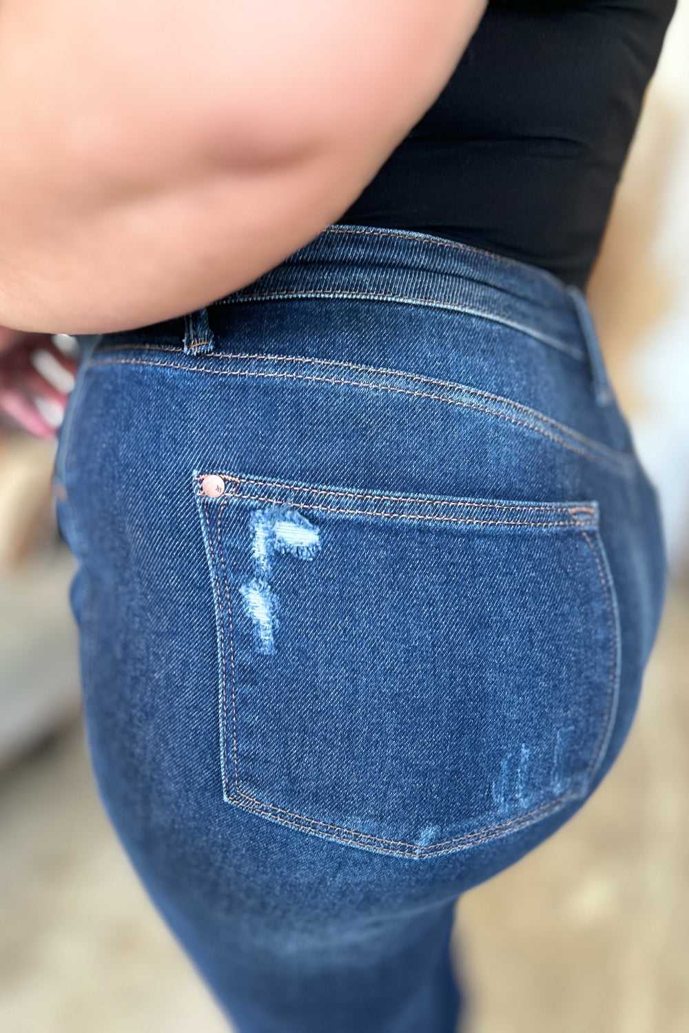 Judy Blue Full Size High Waist Rigid Magic Distress Straight Jeans