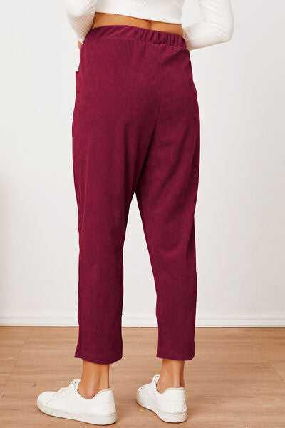 Pocketed Elastic Waist Pants -- 