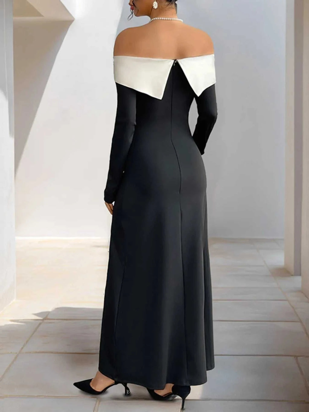 Side Slit Off-Shoulder Maxi Dress