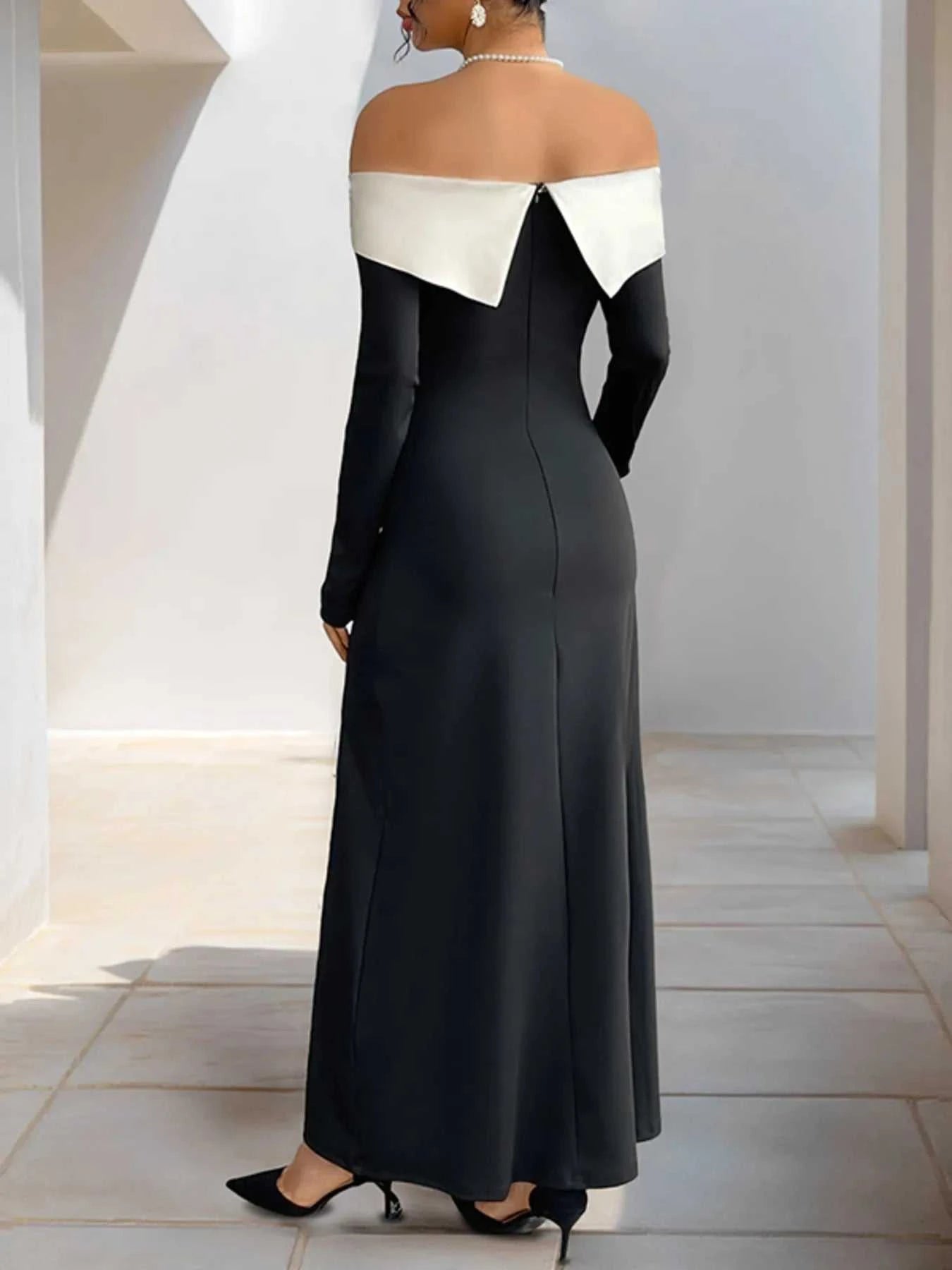 Side Slit Off-Shoulder Maxi Dress