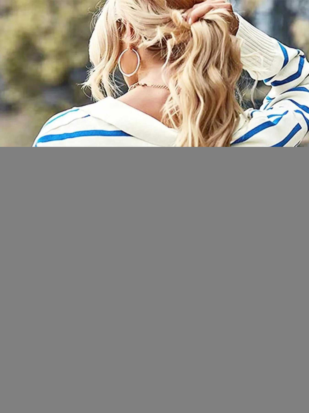 Ribbed Hem Long Sleeve Striped Sweater -- 