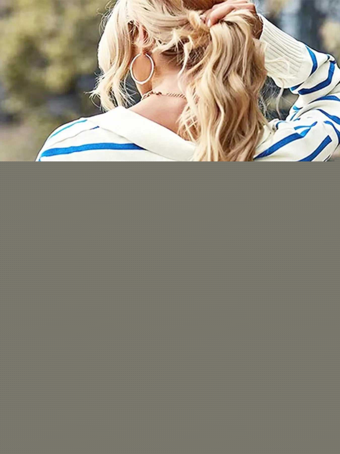 Ribbed Hem Long Sleeve Striped Sweater -- 