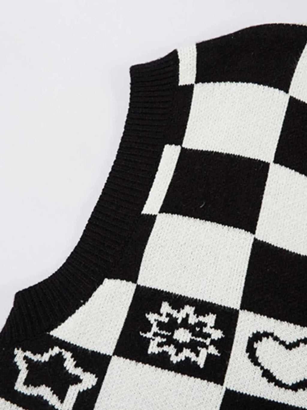 Men's Checkered Heart Pattern Sweater Vest