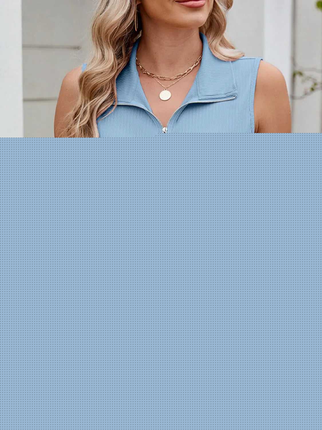 Quarter Zip Collared Tank -- 