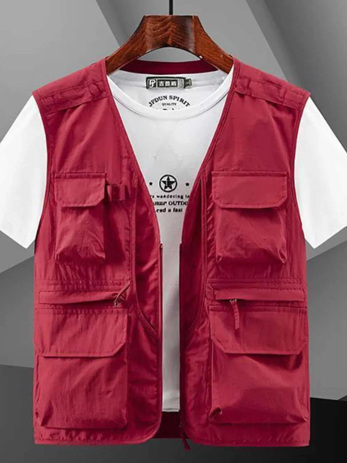 Men's Plus Size Zip Up V-Neck Vest