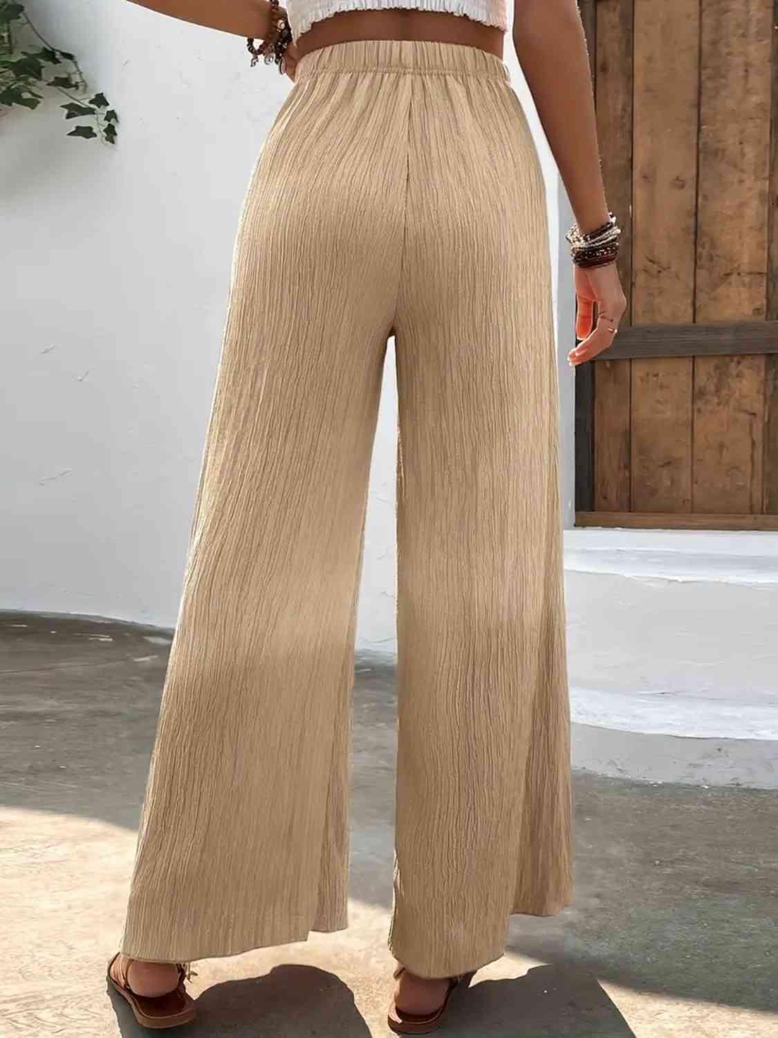 Full Size High Waist Wide Leg Pants -- 