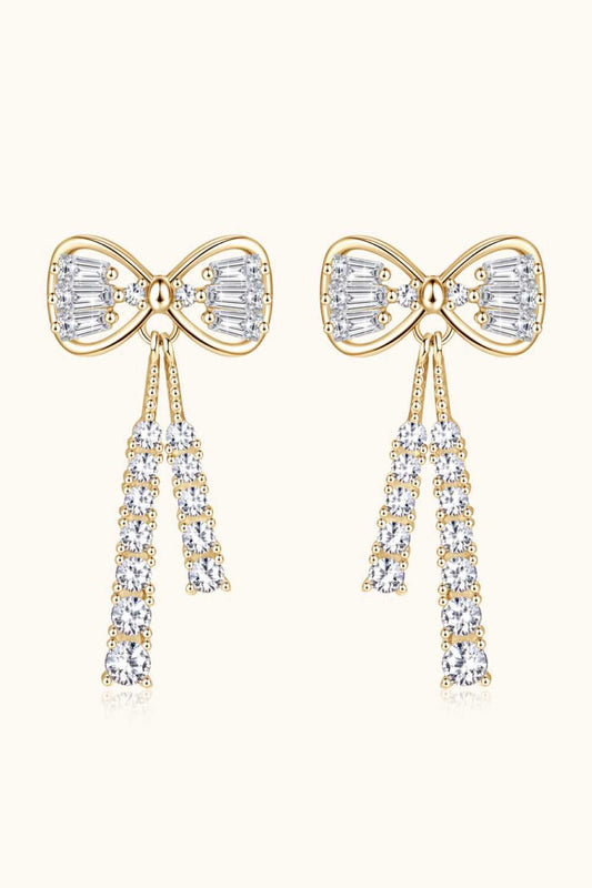 1.12 Carat Moissanite 925 Sterling Silver Bow Earrings