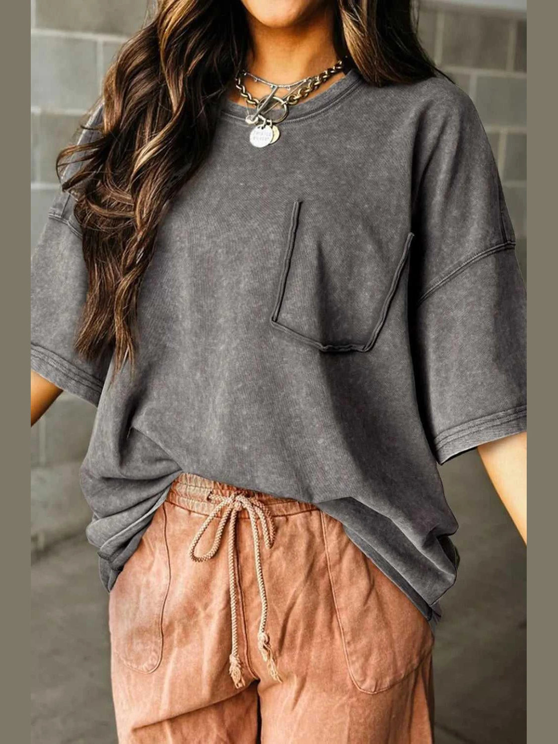 Mineral Wash Half Sleeve Vintage T Shirt -- 