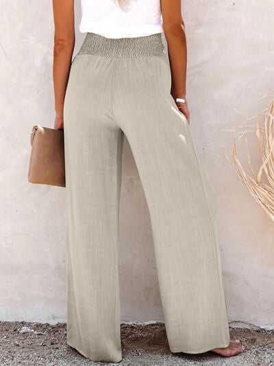 Full Size Decorative Button High Waist Pants -- 