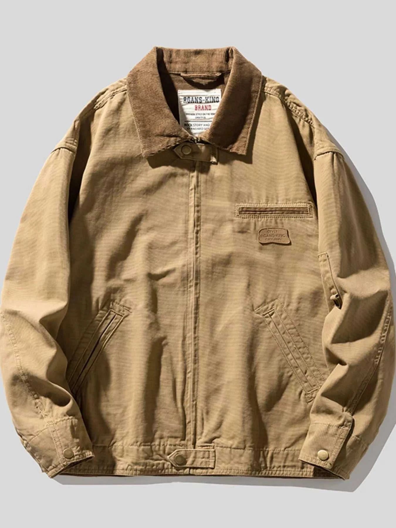 Men's Full Size Zip UP Long Sleeve Jacket Plus Size