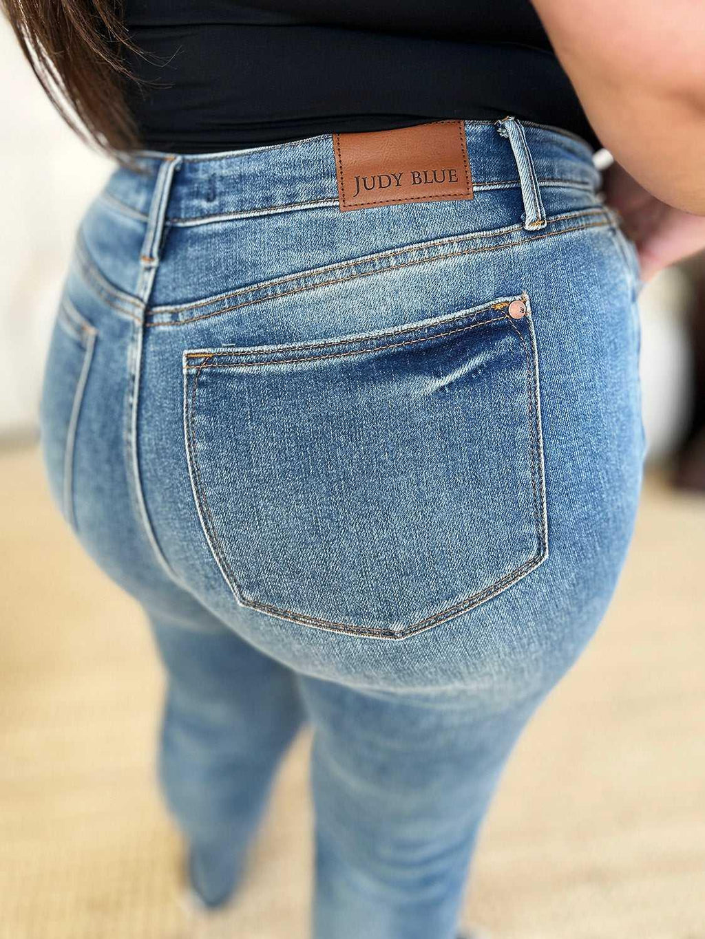 Judy Blue Full Size Mid Rise Rigid Magic Release Hem Jeans -- 
