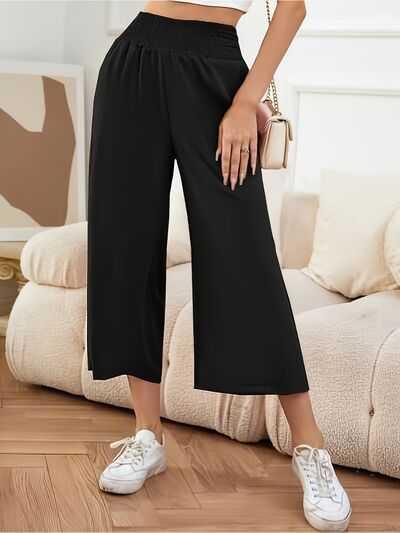 Elastic Waist Wide Leg Pants -- 