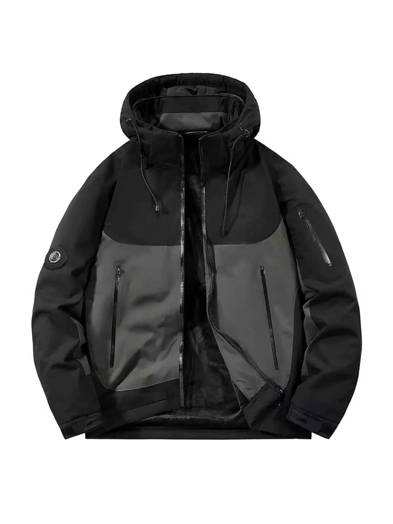 Men's Plus Size Hooded Color Block Windproof Jacket