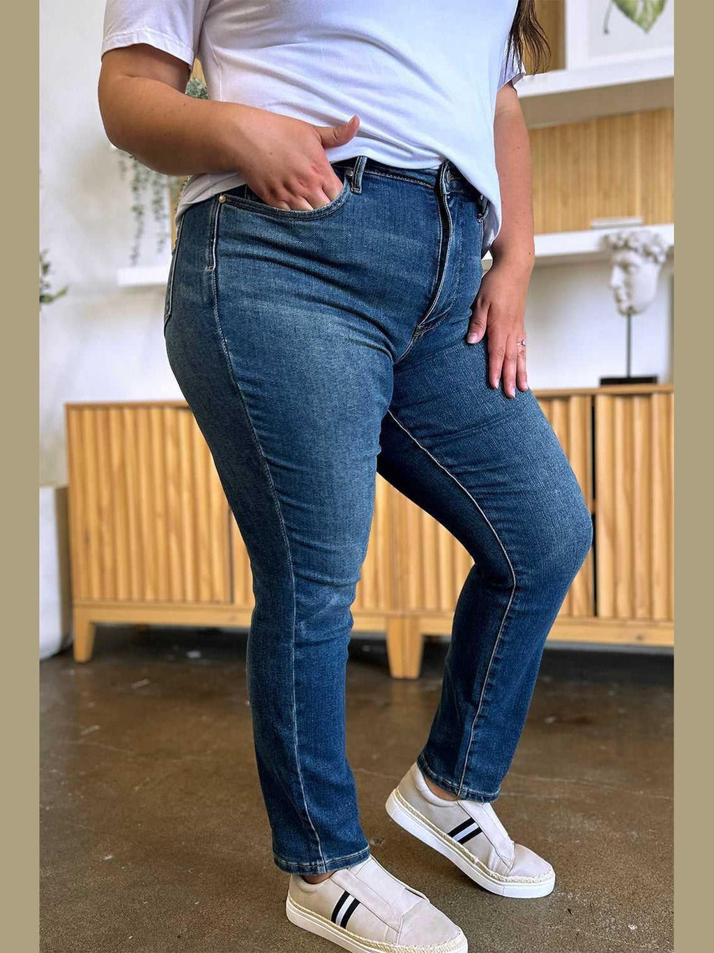 Judy Blue Full Size Tummy Control High Waist Slim Jeans -- 