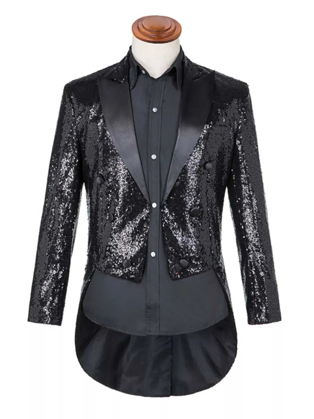 Men's Plus Size Sequin Button Up Long Sleeve Tailcoat Blazer