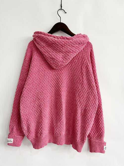 Drawstring Long Sleeve Hooded Sweater -- 