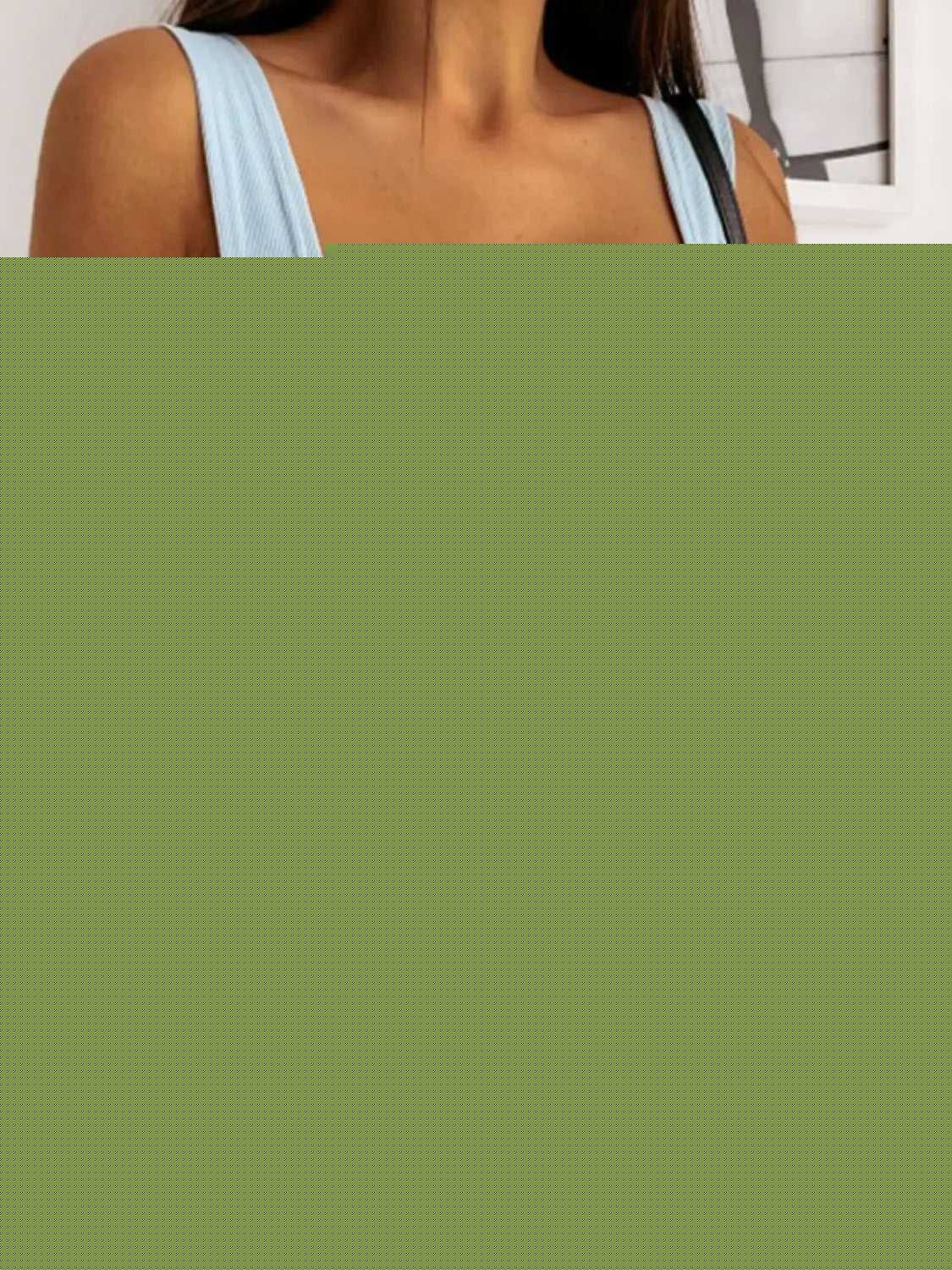 Square Neck Wide Strap Tank -- 