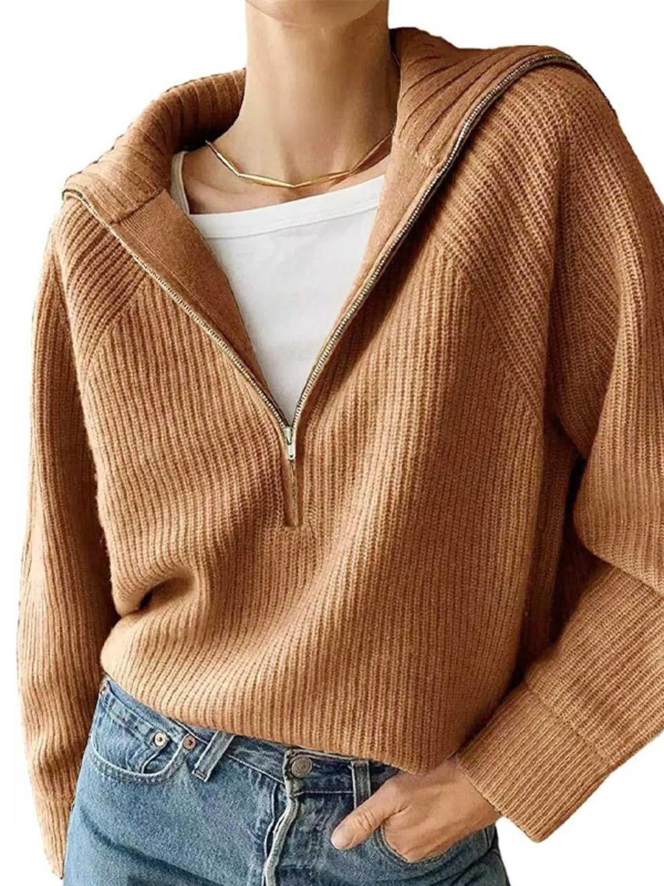 Half-Zip Long Sleeve Sweater -- 