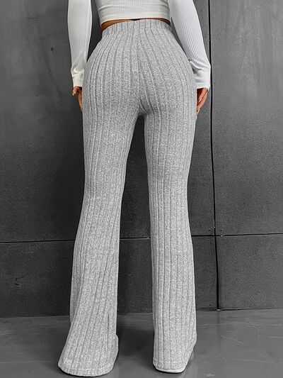 Ribbed High Waist Bootcut Pants -- 