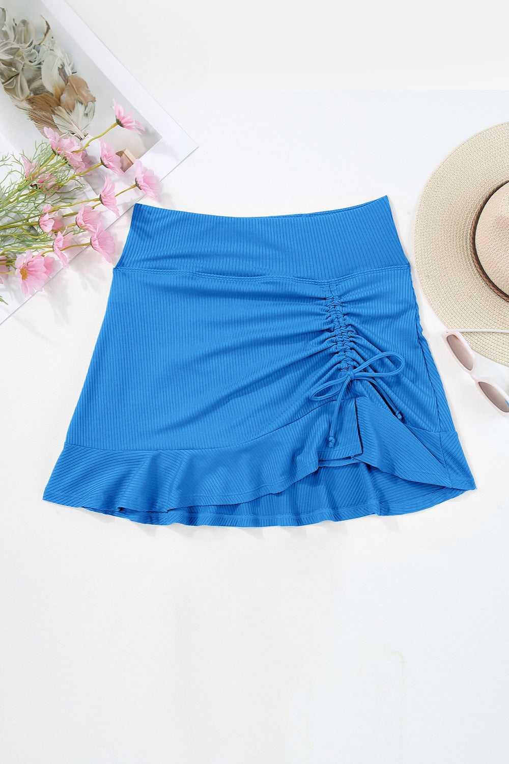Ruched Elastic Waist Swim Skirt -- 