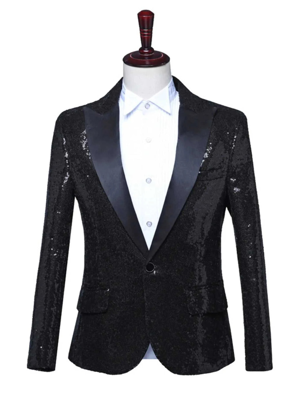 Men's Full Size Sequin One Button Long Sleeve Blazer Plus Size
